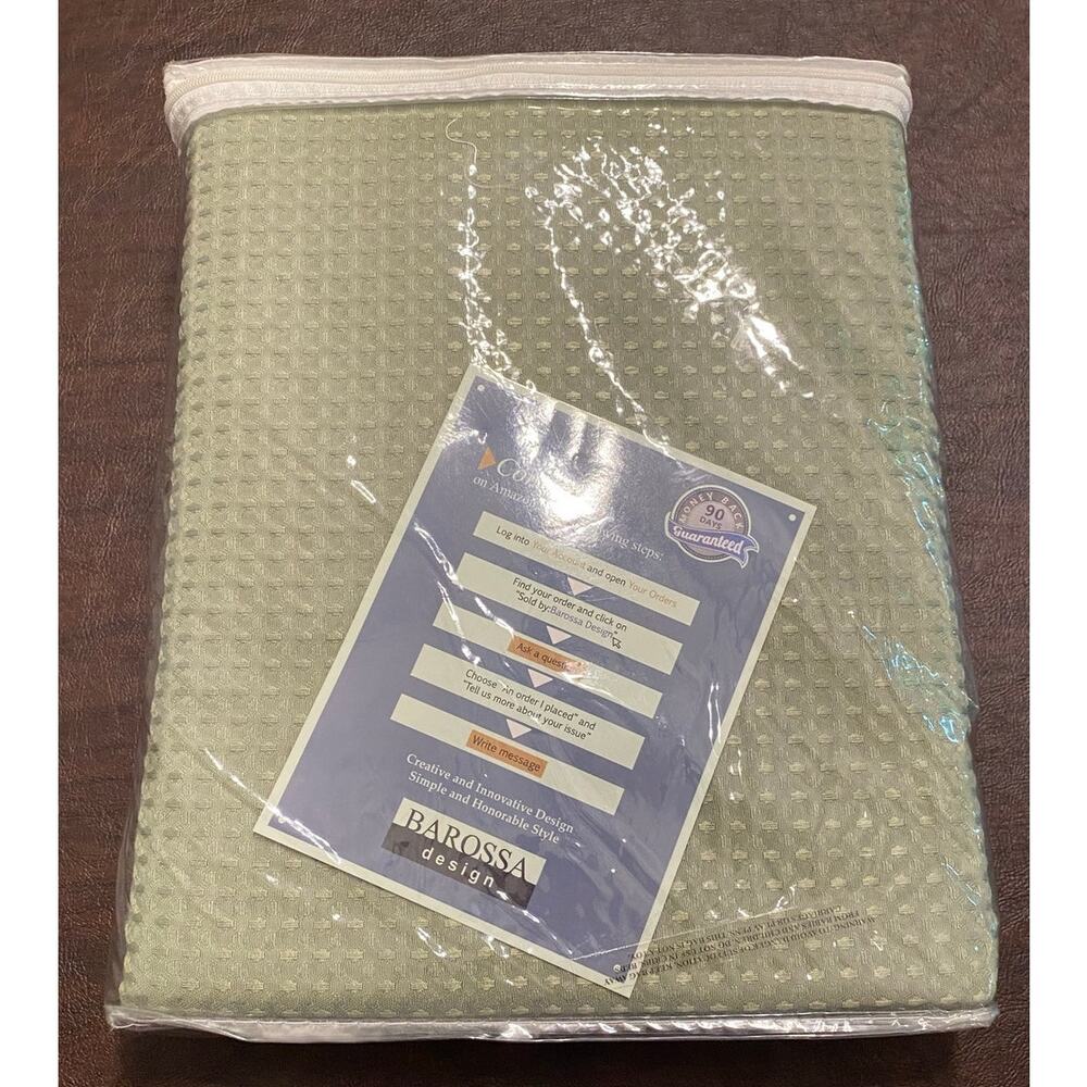 NIP Barossa Design Sage Green Waffle Weave Fabric Shower Curtain 71x72 Spa